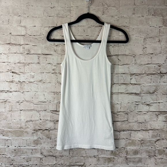Standard James Perse Women's Size 1 White Long Jersey Tank Top Small Stretch S - Picture 2 of 10